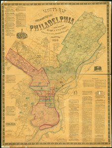 Scotts kaart van de geconsolideerde stad Philadelphia, 1856